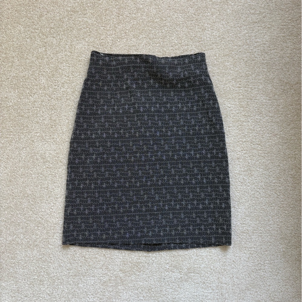 Grey Embroidered A Line Skirt